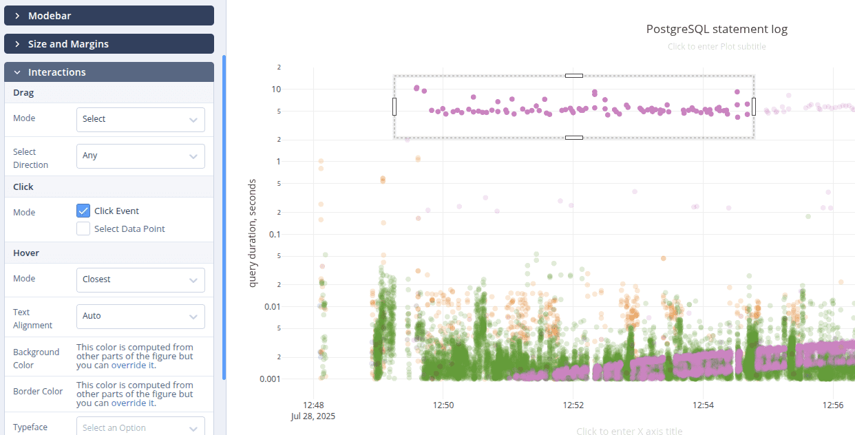 plotly scatterplot selection